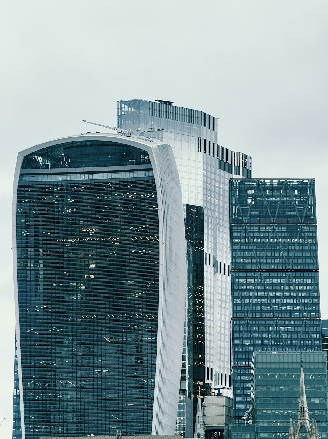 Financial district skyline with glass office towers